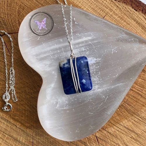 Sodalite Silver Wire Wrap Pendant